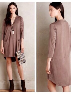 Dolan Left Coast Collection Tegan Taupe Cupro Tunic Dress - Anthropologie M NWT